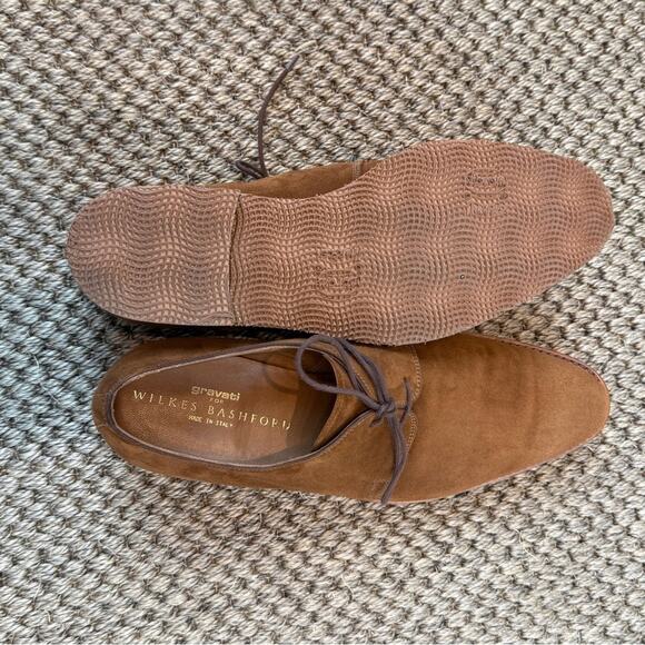 Men’s Gravati Brown Suede Lace Up Dress Shoe Size 8.5 Made in Italy - Picture 9 of 10